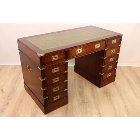 Maritimer Pedestal Desk / Schreibtisch mit Ledereinlage