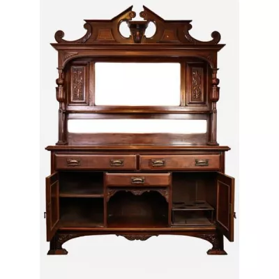 Seltener antiker Dresser / antikes Sideboard mit Spiegelaufsatz, ca. 1860