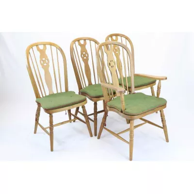 3+1 Set antike englische Windsor Chairs / Esszimmerstühle aus Eiche