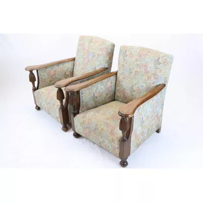 2 antike englische Sessel / Arm Chairs aus Eiche Massivholz
