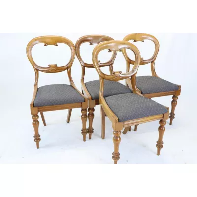 4er Set antiker englischer Balloon Back Chairs / Esszimmerstühle aus Mahagoni Massivholz