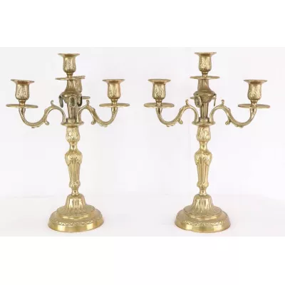 2 edle antike Kerzenleuchter, Messing, französisch, ca. 1910