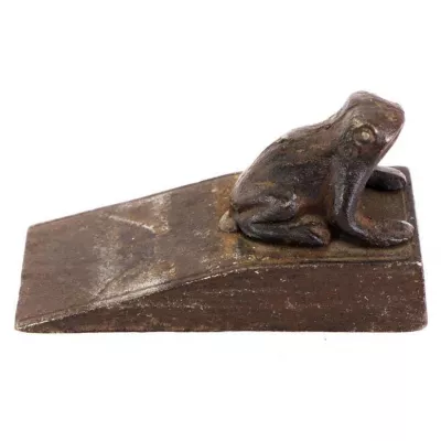 Ulkiger Vintage Türstopper mit Froschfigur, Eisen