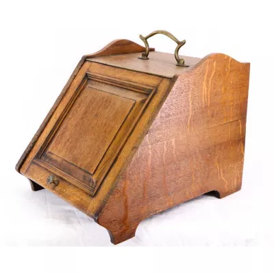 Antiker Kohlekasten aus England, Eiche, ca. 1860