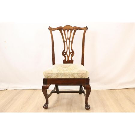 3er Set antike Mahagoni Esszimmerstühle, Chippendale Stil