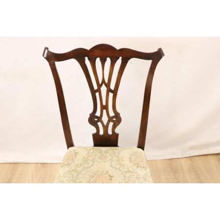 3er Set antike Mahagoni Esszimmerstühle, Chippendale Stil