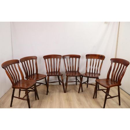 6er Set rustikale Windsor Stühle aus Massivholz, Landhausstil