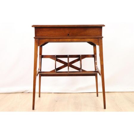 Massivholz Arbeitstisch / Writing Table mit Ledereinlage