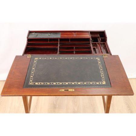 Massivholz Arbeitstisch / Writing Table mit Ledereinlage
