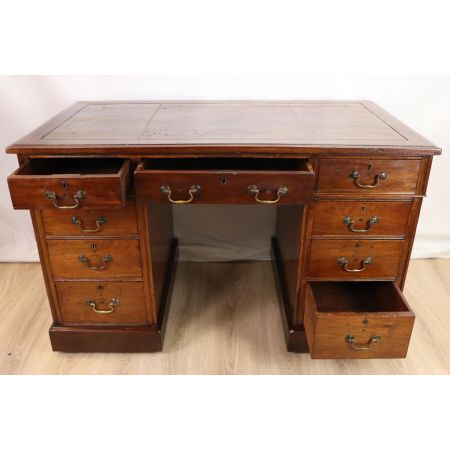 Schöner Pedestal Desk / Schreibtisch mit Ledereinlage