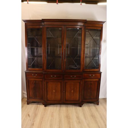 Antiker Breakfront Bücherschrank Regency Stil Verglasung