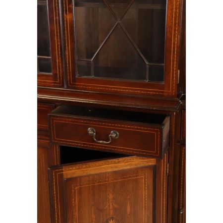 Antiker Breakfront Bücherschrank Regency Stil Verglasung