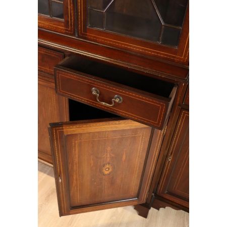 Antiker Breakfront Bücherschrank Regency Stil Verglasung