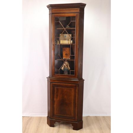 Eleganter Regency Eckschrank mit Verglasung, Eckschrank Antik