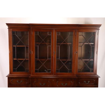 Schöner Breakfront Bücherschrank Antik Stil, Breakfront Bookcase mit Schreibfläche