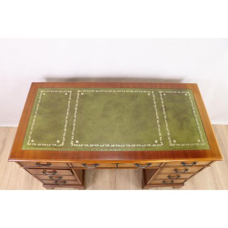 Hübscher Pedestal Desk / Säulenschreibtisch mit Ledereinlage