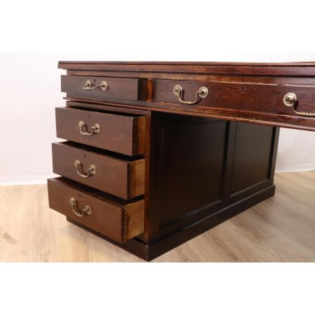 Großer Partners Desk / Pedestal Desk für 2 Personen aus Eiche