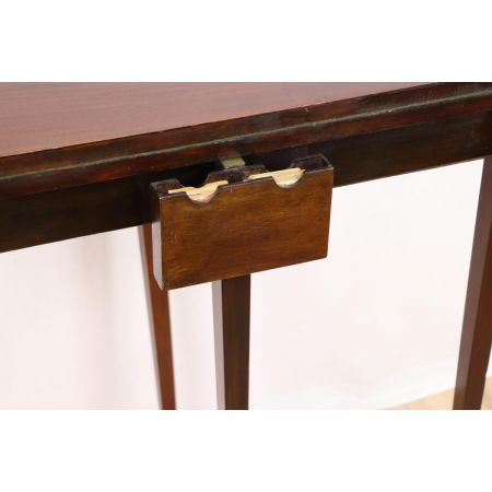 Schöner runder   demi Lune Cardtable  auf Rollen, klappbar antik Edwardian 1890