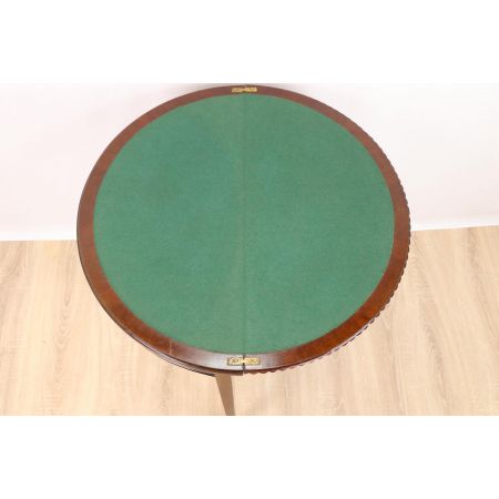 Schöner runder   demi Lune Cardtable  auf Rollen, klappbar antik Edwardian 1890