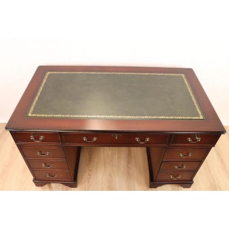 Edler Pedestal Desk mit Ledereinlage