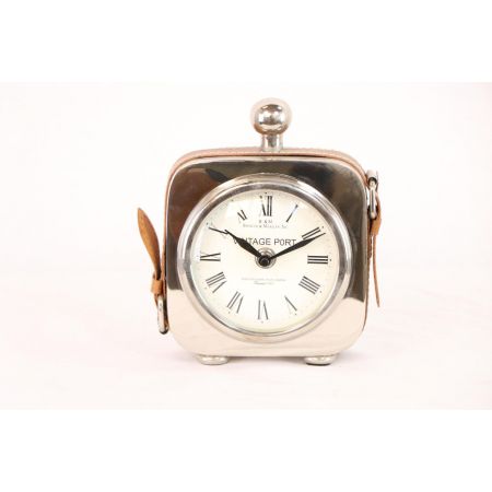 Kleine Vintage Uhr aus Metall mit Lederband, englisch