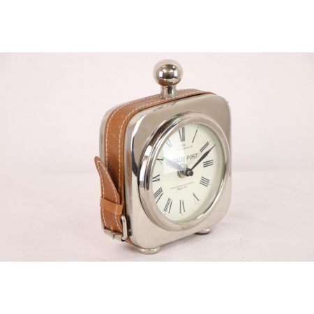 Kleine Vintage Uhr aus Metall mit Lederband, englisch