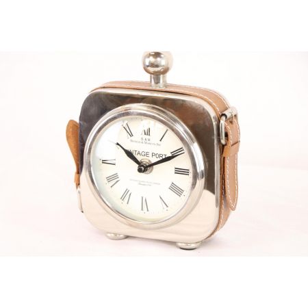 Kleine Vintage Uhr aus Metall mit Lederband, englisch