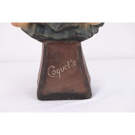 Jugenstil Tonfigur mit Mädchen Motiv