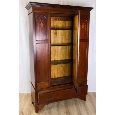 Original edwardianischer Kleiderschrank mit Spiegel, ca. 1890