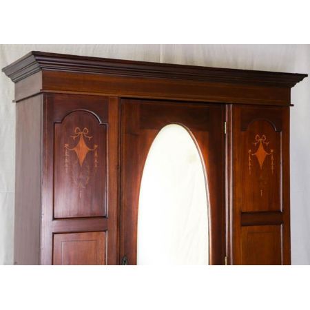 Original edwardianischer Kleiderschrank mit Spiegel, ca. 1890