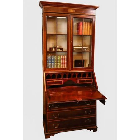 Klassischer antiker Aufsatzsekretär / Bureau Bookcase aus Mahagoni, ca. 1900