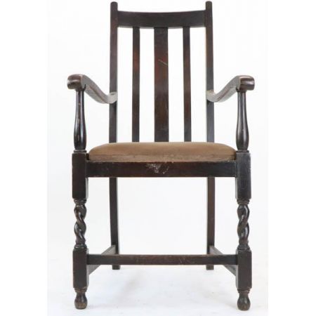 Original antiker Landhaus Stuhl, Eiche, ca. 1920