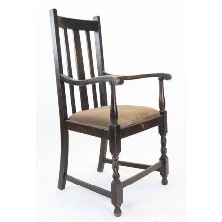 Original antiker Landhaus Stuhl, Eiche, ca. 1920