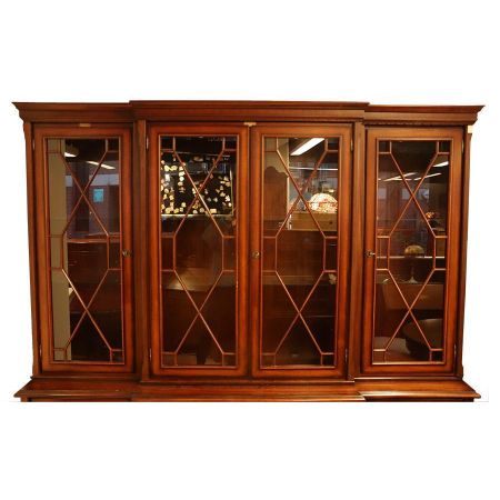 Klassisches Breakfront Bookcase,Bücherschrank Eibe, Glasvitrinenschrank Antik Regency Style
