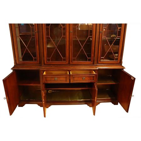 Klassisches Breakfront Bookcase,Bücherschrank Eibe, Glasvitrinenschrank Antik Regency Style