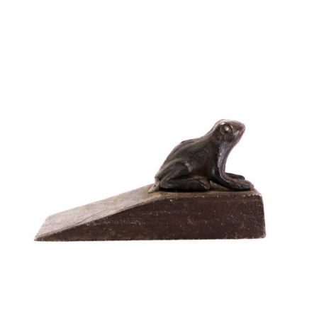 Ulkiger Vintage Türstopper mit Froschfigur, Eisen