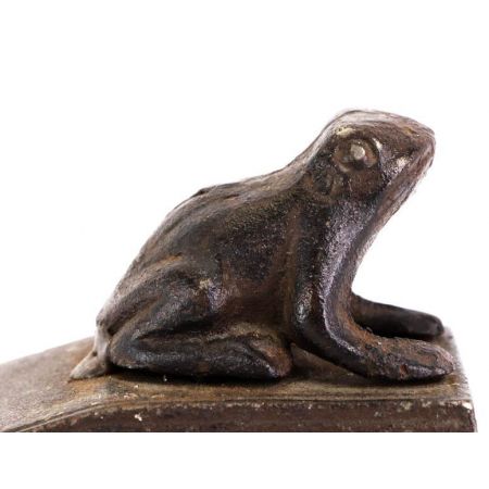 Ulkiger Vintage Türstopper mit Froschfigur, Eisen