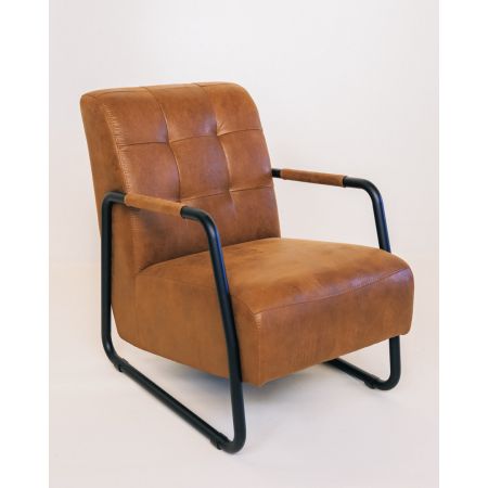 Industrial Style Sessel Mario, cognac - sofort lieferbar