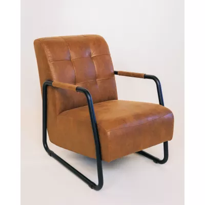 Industrial Style Sessel Mario, cognac - sofort lieferbar