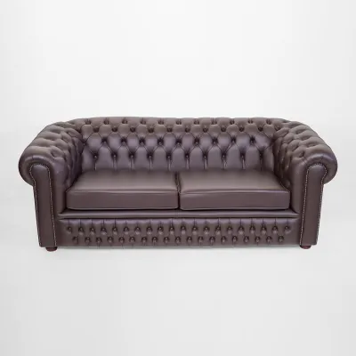 Chesterfield Sofa "William", 3-Sitzer, in Birch Mocha - sofort lieferbar