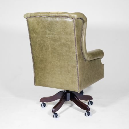 Chesterfield "Roll Arm Swivel" in Grün , Drehstuhl, Englischer Bürostuhl, Ledersessel