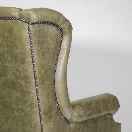 Chesterfield "Roll Arm Swivel" in Grün , Drehstuhl, Englischer Bürostuhl, Ledersessel