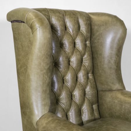 Chesterfield "Roll Arm Swivel" in Grün , Drehstuhl, Englischer Bürostuhl, Ledersessel
