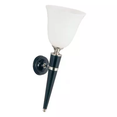 Art Deco Wandleuchte, Nickel/Schwarz, 57cm