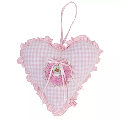 Clayre & Eef Deko Herz rosa kariert 17*17cm