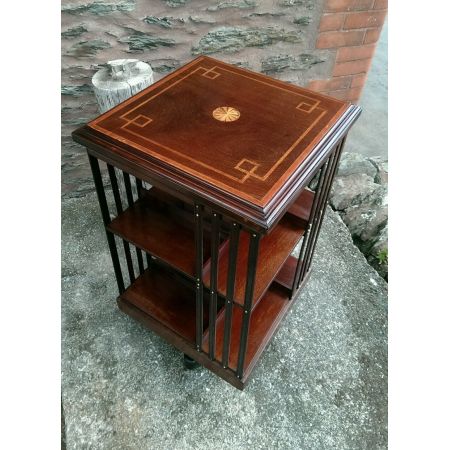 Antikes Revolwing Bücherregal Edwardian Inlaid Bookcase