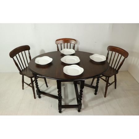 Antiker Landhaus Esstisch, Gateleg Table, Eiche, ca. 1890