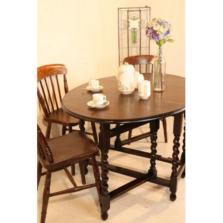 Antiker Landhaus Esstisch, Gateleg Table, Eiche, ca. 1890