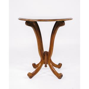 Schöner Beistelltisch mit runder Tischplatte und ästhetischen Maserungen