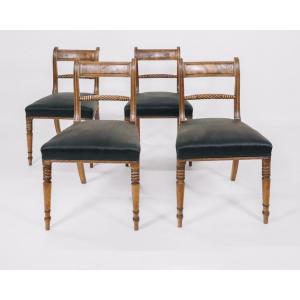 Set aus 4 Stühlen im regency stil mit rope back